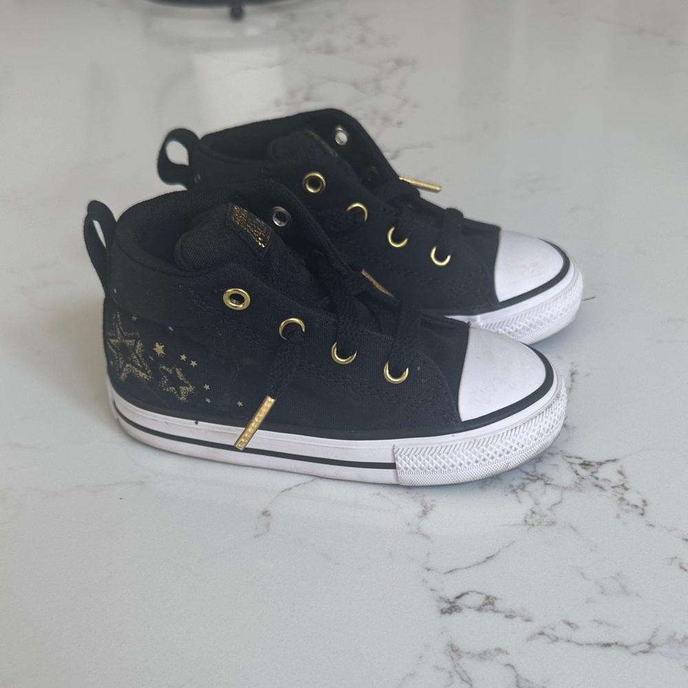 Converse toddler Black and Gold Kids High-Top Sneakers